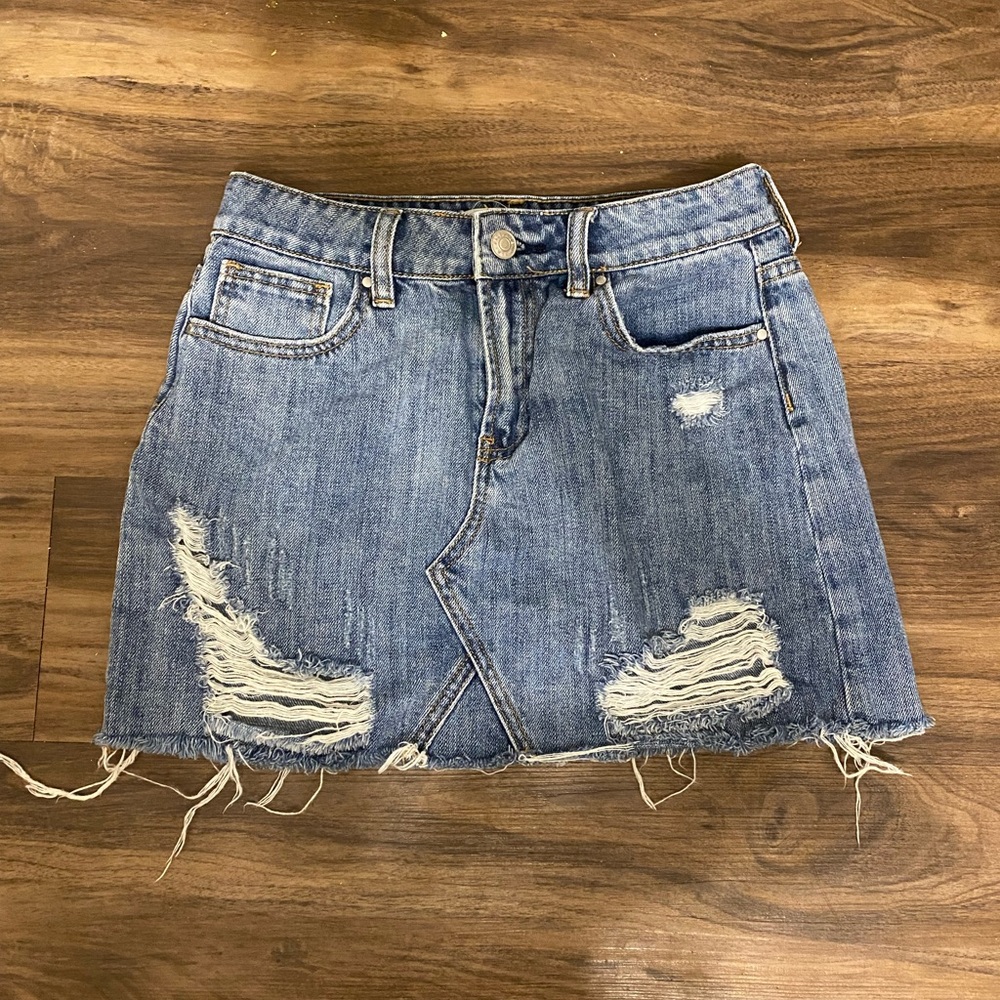 SOLD— Distressed Denim PacSun Skirt